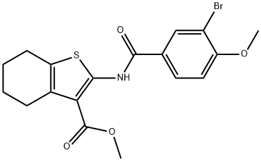 methyl 2-[(3-bromo-4-methoxybenzoyl)amino]-4,5,6,7-tetrahydro-1-benzothiophene-3-carboxylate Struktur