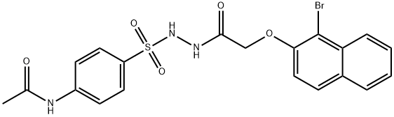 N-{4-[(2-{2-[(1-bromo-2-naphthyl)oxy]acetyl}hydrazino)sulfonyl]phenyl}acetamide Struktur