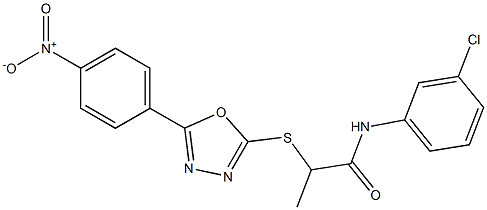 N-(3-chlorophenyl)-2-[(5-{4-nitrophenyl}-1,3,4-oxadiazol-2-yl)sulfanyl]propanamide Struktur