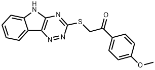 1-(4-methoxyphenyl)-2-(5H-[1,2,4]triazino[5,6-b]indol-3-ylsulfanyl)ethanone Struktur