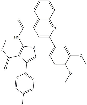 methyl 2-({[2-(3,4-dimethoxyphenyl)-4-quinolinyl]carbonyl}amino)-4-(4-methylphenyl)-3-thiophenecarboxylate Struktur