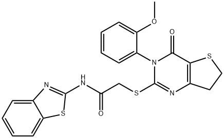 Acetamide, N-2-benzothiazolyl-2-[[3,4,6,7-tetrahydro-3-(2-methoxyphenyl)-4-oxothieno[3,2-d]pyrimidin-2-yl]thio]- Struktur