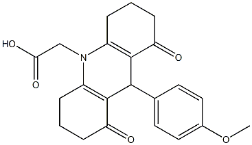 (9-(4-methoxyphenyl)-1,8-dioxo-2,3,4,5,6,7,8,9-octahydro-10(1H)-acridinyl)acetic acid Struktur