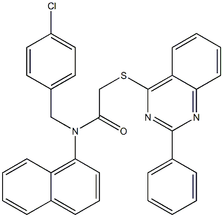 N-(4-chlorobenzyl)-N-(1-naphthyl)-2-[(2-phenyl-4-quinazolinyl)sulfanyl]acetamide Struktur