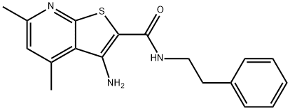 3-amino-4,6-dimethyl-N-(2-phenylethyl)thieno[2,3-b]pyridine-2-carboxamide Struktur