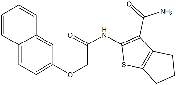 2-{[(2-naphthyloxy)acetyl]amino}-5,6-dihydro-4H-cyclopenta[b]thiophene-3-carboxamide Struktur