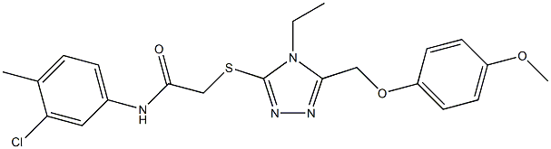 N-(3-chloro-4-methylphenyl)-2-({4-ethyl-5-[(4-methoxyphenoxy)methyl]-4H-1,2,4-triazol-3-yl}sulfanyl)acetamide Struktur