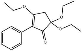 3,5,5-triethoxy-2-phenylcyclopent-2-en-1-one Struktur