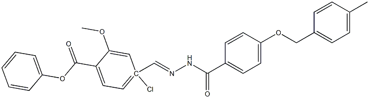 2-methoxy-4-[(1E)-[({4-[(4-methylphenyl)methoxy]phenyl}formamido)imino]methyl]phenyl 4-chlorobenzoate Struktur