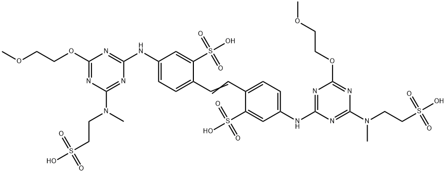 4,4'-Bis[[4-(2-methoxyethoxy)-6-[N-methyl-N-(2-sulfoethyl)amino]-s-triazin-2-yl]amino]-2,2'-stilbenedisulfonic acid Struktur