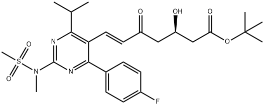 6-Heptenoic acid, 7-[4-(4-fluorophenyl)-6-(1-methylethyl)-2-[methyl(methylsulfonyl)amino]-5-pyrimidinyl]-3-hydroxy-5-oxo-, 1,1-dimethylethyl ester, (3R,6E)- Struktur