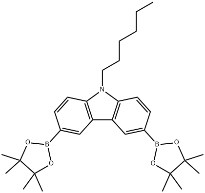 9-HEXYL-3,6-BIS(4,4,5,5-TETRAMETHYL-1,3,2-DIOXABOROLAN-2-YL)-9H-CARBAZOLE Struktur