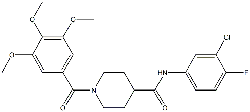 N-(3-chloro-4-fluorophenyl)-1-(3,4,5-trimethoxybenzoyl)piperidine-4-carboxamide Struktur