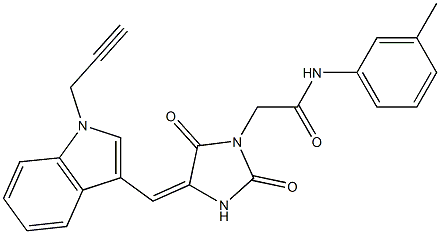 2-(2,5-dioxo-4-{[1-(2-propynyl)-1H-indol-3-yl]methylene}-1-imidazolidinyl)-N-(3-methylphenyl)acetamide Struktur