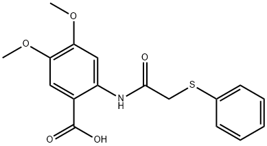 4,5-dimethoxy-2-{[(phenylsulfanyl)acetyl]amino}benzoic acid Struktur