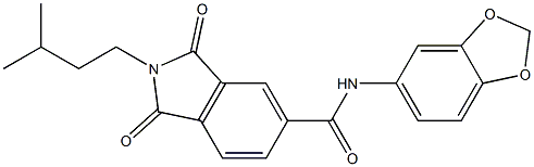 N-(1,3-benzodioxol-5-yl)-2-isopentyl-1,3-dioxo-5-isoindolinecarboxamide Struktur