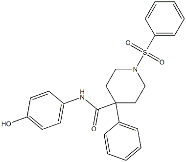 N-(4-hydroxyphenyl)-4-phenyl-1-(phenylsulfonyl)-4-piperidinecarboxamide Struktur