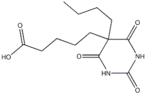 5-(5-butyl-2,4,6-trioxo-1,3-diazinan-5-yl)pentanoic acid Struktur