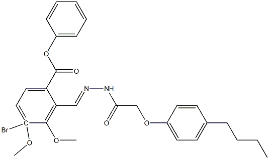 4-bromo-2-[(1Z)-{[2-(4-butylphenoxy)acetamido]imino}methyl]phenyl 3,4-dimethoxybenzoate Struktur