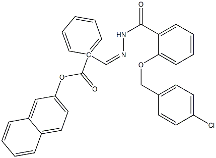 1-[(1Z)-[({2-[(4-chlorophenyl)methoxy]phenyl}formamido)imino]methyl]naphthalen-2-yl benzoate Struktur