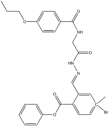 4-bromo-2-[(1Z)-({2-[(4-propoxyphenyl)formamido]acetamido}imino)methyl]phenyl 4-methylbenzoate Struktur