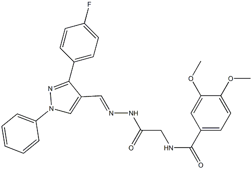 N-({N'-[(1E)-[3-(4-fluorophenyl)-1-phenyl-1H-pyrazol-4-yl]methylidene]hydrazinecarbonyl}methyl)-3,4-dimethoxybenzamide Struktur