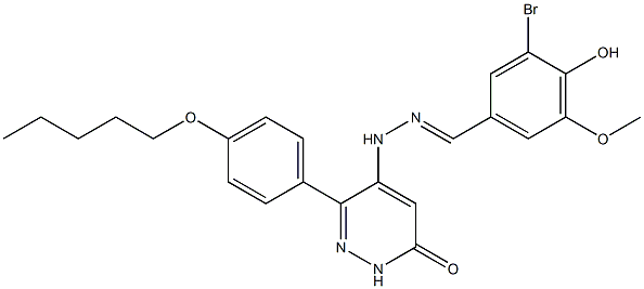 3-BROMO-4-HYDROXY-5-METHOXYBENZALDEHYDE (6-OXO-3-(4-(PENTYLOXY)PHENYL)-1,6-DIHYDRO-4-PYRIDAZINYL)HYDRAZONE Struktur