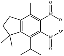 1H-Indene, 2,3-dihydro-1,1,4-trimethyl-7-(1-methylethyl)-5,6-dinitro- Struktur