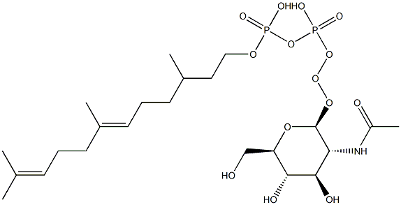 [[(2S,3R,4R,5S,6R)-3-acetamido-4,5-dihydroxy-6-(hydroxymethyl)oxan-2-yl]oxy-hydroxy-phosphoryl]oxy-(3,7,11-trimethyldodeca-6,10-dienoxy)phosphinic acid Struktur