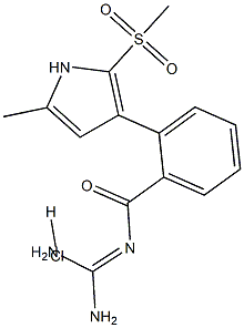 N-diaminomethylene-2-methyl-5-methylsulfonyl-4-pyrrolobenzamide, hydrochloride Struktur