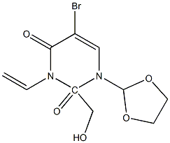 5-bromovinyl-(2-hydroxymethyl)-(1,3-dioxolanyl)uracil Struktur