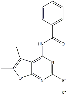 POTASSIUM 4-(BENZOYLAMINO)-5,6-DIMETHYLFURO[2,3-D]PYRIMIDINE-2-THIOLATE Struktur