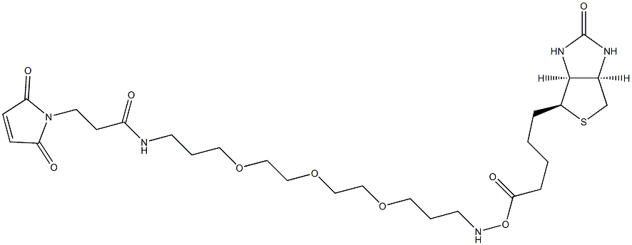 N-(3-(2-(2-(3-(Biotinamino)propoxy)ethoxy)ethoxy)propyl)-3-maleinimidylpropanamide Struktur