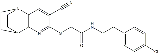 N-(4-chlorophenethyl)-2-{[4-cyano-1,6-diazatricyclo[6.2.2.0~2,7~]dodeca-2(7),3,5-trien-5-yl]sulfanyl}acetamide Struktur