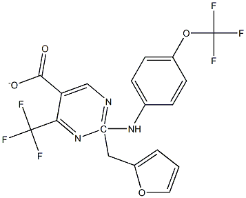 2-furylmethyl 2-[4-(trifluoromethoxy)anilino]-4-(trifluoromethyl)pyrimidine-5-carboxylate Struktur