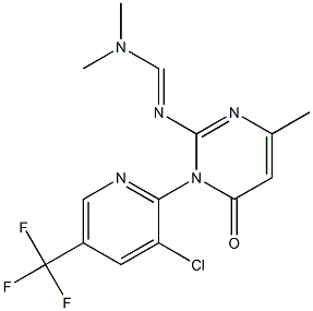 N'-{1-[3-chloro-5-(trifluoromethyl)-2-pyridinyl]-4-methyl-6-oxo-1,6-dihydro-2-pyrimidinyl}-N,N-dimethyliminoformamide Struktur