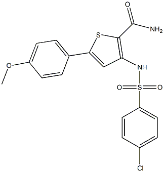 3-{[(4-chlorophenyl)sulfonyl]amino}-5-(4-methoxyphenyl)thiophene-2-carboxamide Struktur