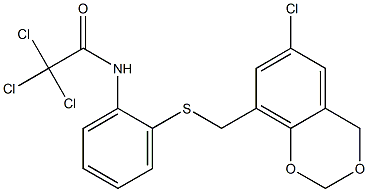 N1-(2-{[(6-chloro-4H-1,3-benzodioxin-8-yl)methyl]thio}phenyl)-2,2,2-trichloroacetamide Struktur