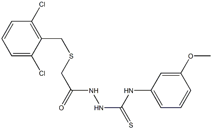 N1-(3-methoxyphenyl)-2-{2-[(2,6-dichlorobenzyl)thio]acetyl}hydrazine-1-carbothioamide Struktur