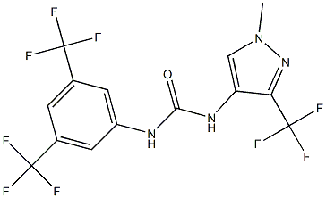 N-[3,5-di(trifluoromethyl)phenyl]-N'-[1-methyl-3-(trifluoromethyl)-1H-pyrazol-4-yl]urea Struktur