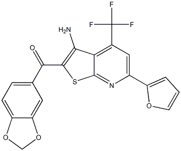 [3-amino-6-(2-furyl)-4-(trifluoromethyl)thieno[2,3-b]pyridin-2-yl](1,3-benzodioxol-5-yl)methanone Struktur