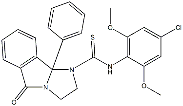 N1-(4-chloro-2,6-dimethoxyphenyl)-5-oxo-9b-phenyl-2,3,5,9b-tetrahydro-1H-imidazo[2,1-a]isoindole-1-carbothioamide Struktur