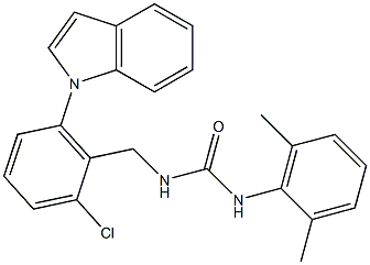 N-[2-chloro-6-(1H-indol-1-yl)benzyl]-N'-(2,6-dimethylphenyl)urea Struktur