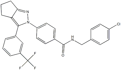 N-(4-chlorobenzyl)-4-[3-[3-(trifluoromethyl)phenyl]-5,6-dihydrocyclopenta[c]pyrazol-2(4H)-yl]benzenecarboxamide Struktur