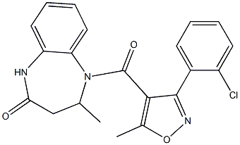 5-{[3-(2-chlorophenyl)-5-methylisoxazol-4-yl]carbonyl}-4-methyl-2,3,4,5-tetrahydro-1H-1,5-benzodiazepin-2-one Struktur