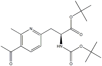 (S)-tert-butyl 3-(5-acetyl-6-methylpyridin-2-yl)-2-(tert-butoxycarbonylamino)propanoate Struktur