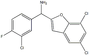 (3-chloro-4-fluorophenyl)(5,7-dichloro-1-benzofuran-2-yl)methanamine Struktur