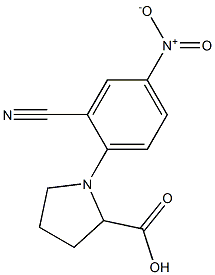 1-(2-cyano-4-nitrophenyl)pyrrolidine-2-carboxylic acid Struktur