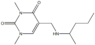 1,3-dimethyl-5-[(pentan-2-ylamino)methyl]-1,2,3,4-tetrahydropyrimidine-2,4-dione Struktur