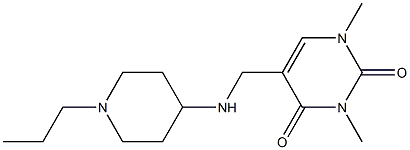 1,3-dimethyl-5-{[(1-propylpiperidin-4-yl)amino]methyl}-1,2,3,4-tetrahydropyrimidine-2,4-dione Struktur